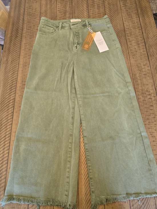 Risen Los Angeles Denim - Risen Sage Green Cropped Wide-Leg High-Rise Jeans
